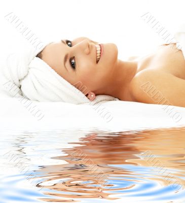 happy spa on white sand