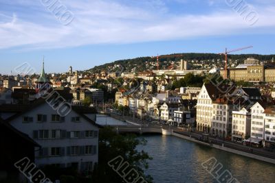 View to the center of Zuerich city