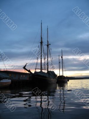 boats in the sea guls in Oslo