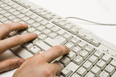 Hand on keyboard