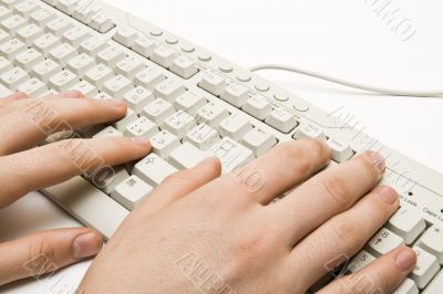 Hand on keyboard