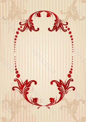 Vector illustration of a red abstract floral frame