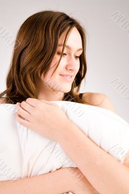 Hugging with the pillow