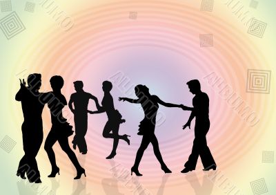Background with silhouettes of the young people