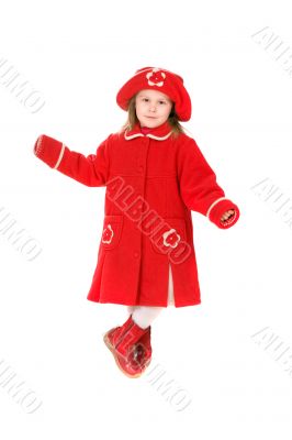 child in a red coat