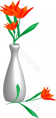 Red tulips in the vase