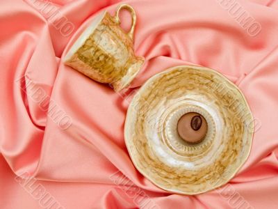 Saucer and cup with chocolate