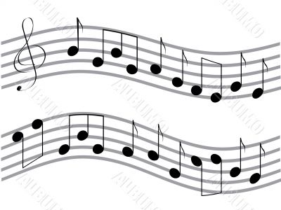 Waved music notes
