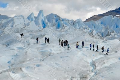 Trekking on Perito Moreno glacier, Argentina.