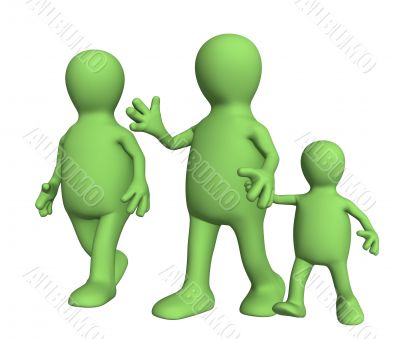Family on walk - mum,  daddy and  child