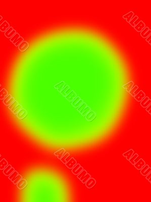Green spot on red abstract