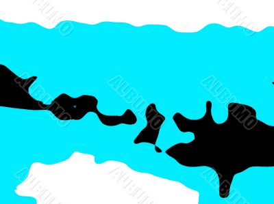 Blue sea and rocks abstract