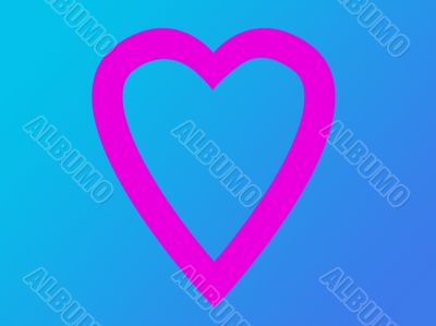 Pink heart on blue