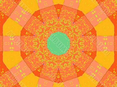 Orange with green spot in centre