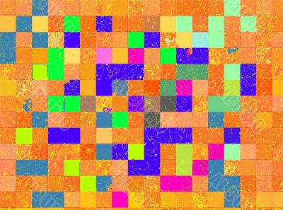 Orange with colour squares