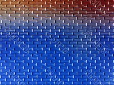 Brick wall background brown to blue