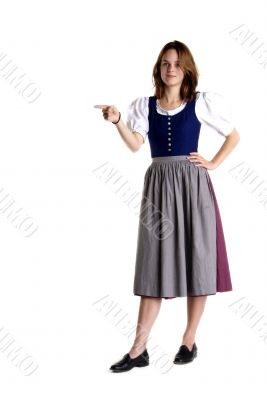 woman in Dirndl shows
