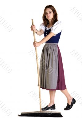 woman in Dirndl sweeps