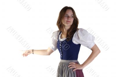 woman in Dirndl shows