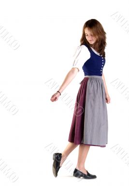 woman in Dirndl pulls