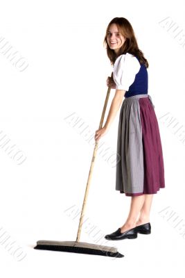 woman in Dirndl sweeps