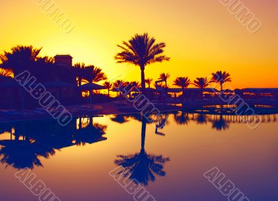 pool sunset
