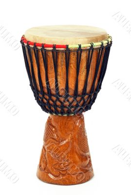 Carved African djembe drum