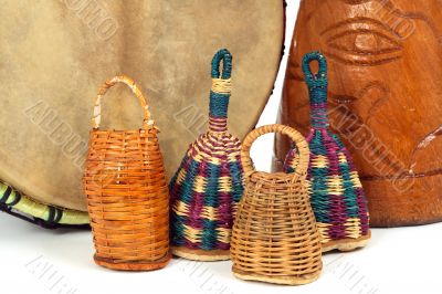 Caxixi shakers and African djembe drums