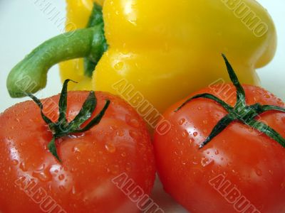 Ripe tomatoes and pepper