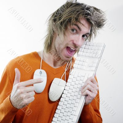 Man and keyboard