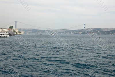 Turkish view with Bosporus bridge.