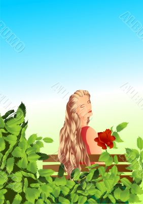 girl and rose