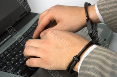 man hand with handcuffs