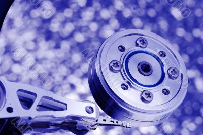 blue tint macro hard disk drive