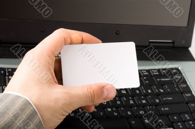 man hand holding credit blank card