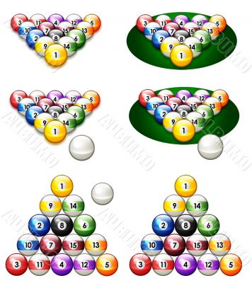  illustration of a glossy set of pool balls