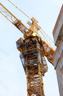 Lifting crane building the house