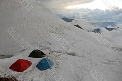 Three mountain tents