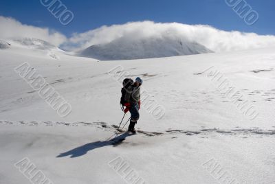 Trekking  on a glacier.