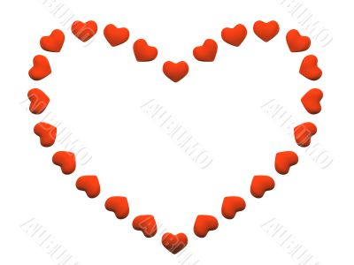 The heart made of small red hearts