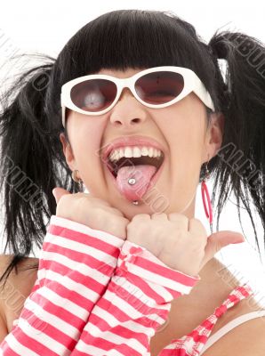 pink striped girl portrait