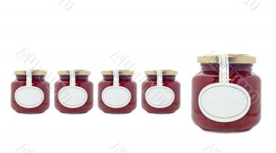 Strawberry jam jars