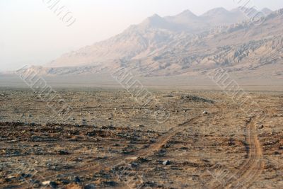 Old road in desert, West China