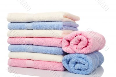 Multicolored towels stacked