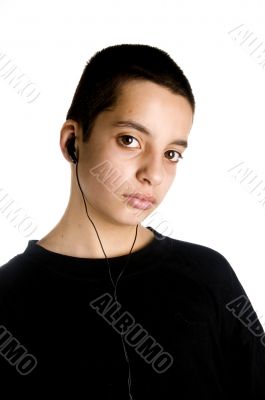 Teenage boy listening to a MP3 player