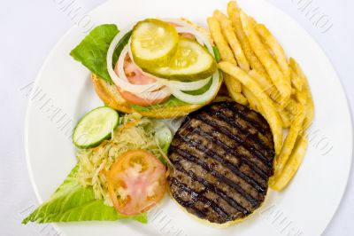 Hamburger with Fries and Coleslaw