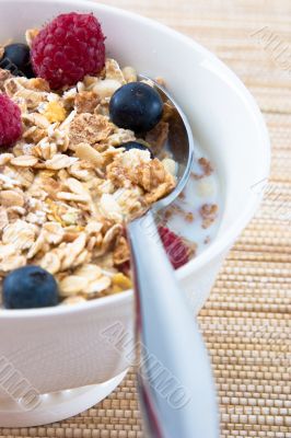 Muesli with Raspberries and Blueberries