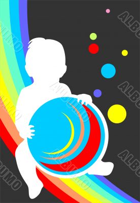 baby and rainbow