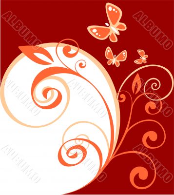 floral curls and butterflies