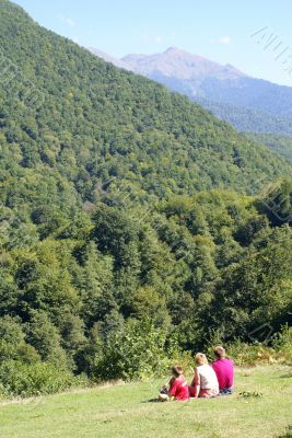 Family in mountain